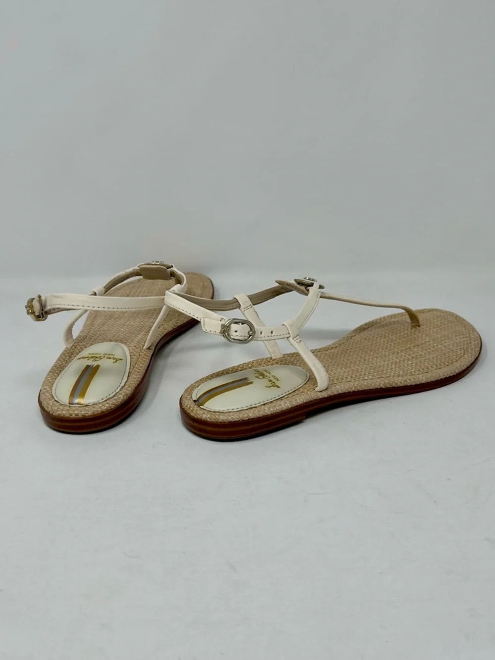NEW Sam Edelman Gigi Cream T-Strap Woven Flat Sandals Women's Size 8 - Picture 4 of 8